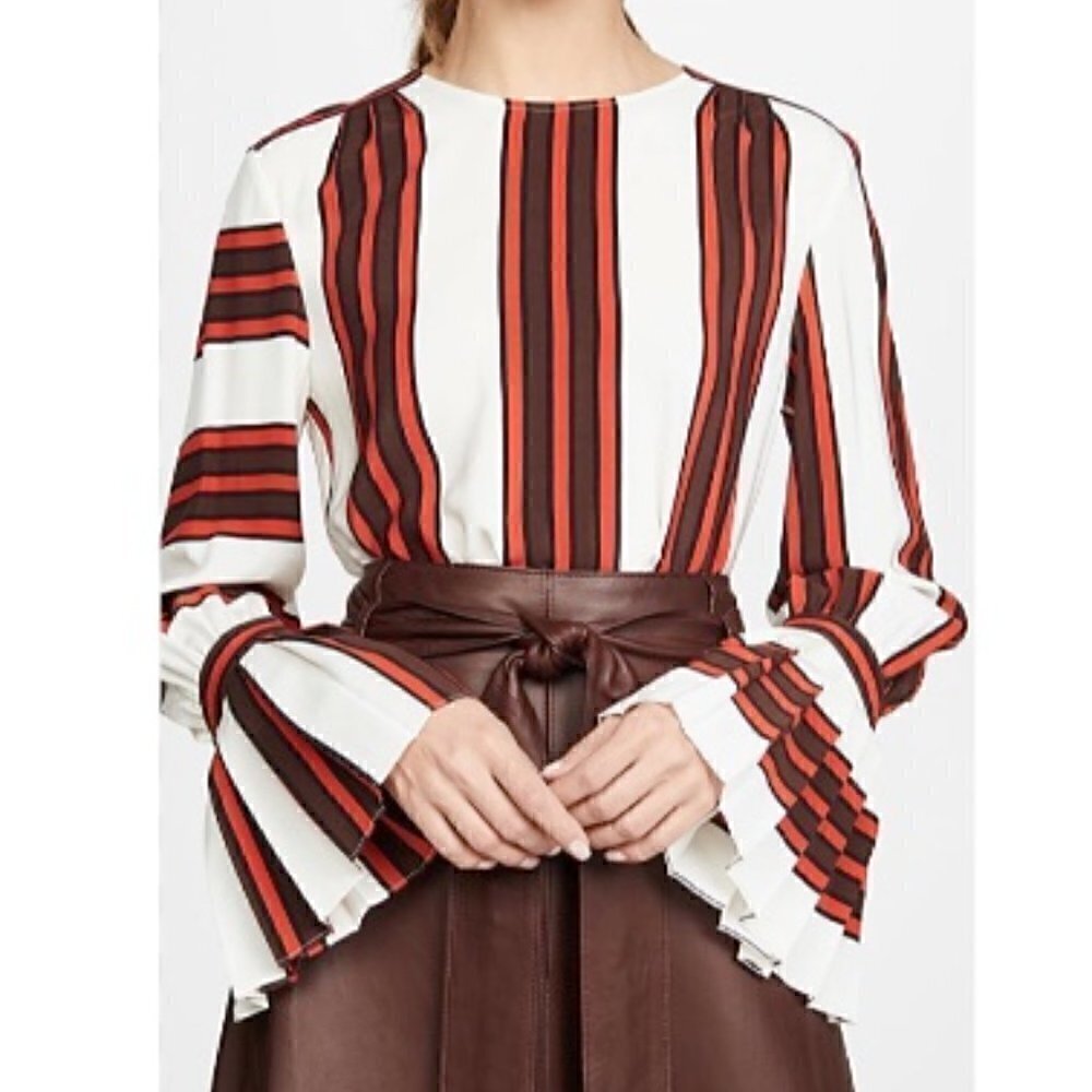 Tory Burch Silk Top Frill Sleeve Blouse Nwt 0